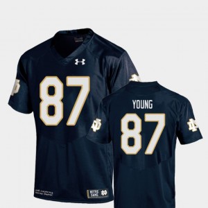 College Football Michael Young Notre Dame Jersey #87 Navy For Men's Replica 878280-470