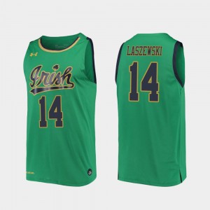 Mens Nate Laszewski Notre Dame Jersey #14 Kelly Green 2019-20 College Basketball Replica 398985-404