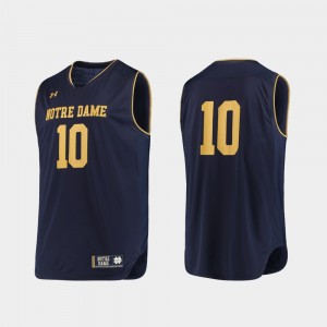 Authentic College Basketball #10 Men Notre Dame Jersey Navy Gold 902855-767