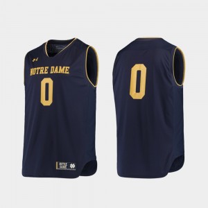 Notre Dame Jersey #0 Mens College Basketball Replica Navy Gold 466498-702