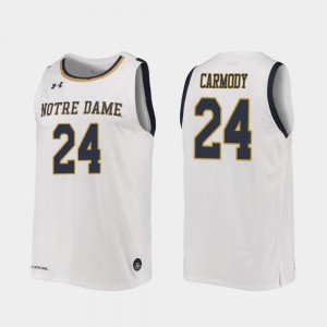 White Replica Robby Carmody Notre Dame Jersey Mens 2019-20 College Basketball #24 809595-190
