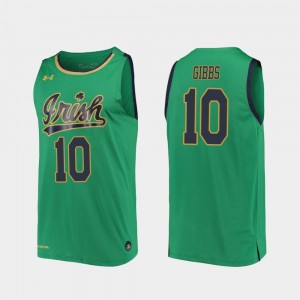 For Men's #10 T.J. Gibbs Notre Dame Jersey 2019-20 College Basketball Replica Kelly Green 305436-294