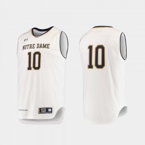 Men's White Notre Dame Jersey #10 College Basketball Authentic 975542-704