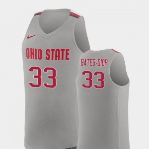 Keita Bates-Diop OSU Jersey #33 Replica College Basketball Pure Gray Mens 123306-759