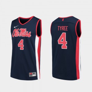 Mens Replica College Basketball Navy #4 Breein Tyree Ole Miss Jersey 203280-605