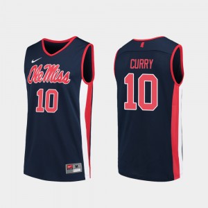 Navy #10 Carlos Curry Ole Miss Jersey For Men's Replica College Basketball 957990-472