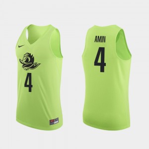 For Men's Apple Green College Basketball Ehab Amin Oregon Jersey #4 Authentic 884663-960