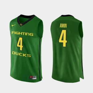 Authentic #4 Ehab Amin Oregon Jersey Apple Green College Basketball For Men 834563-722
