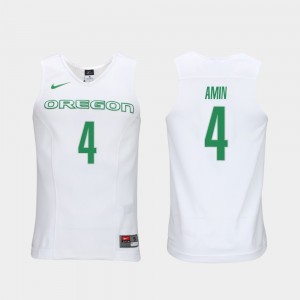 Authentic Performace White #4 For Men Elite Authentic Performance College Basketball Ehab Amin Oregon Jersey 775895-844