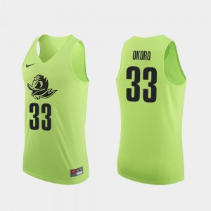 Men Apple Green #33 College Basketball Francis Okoro Oregon Jersey Authentic 123810-421
