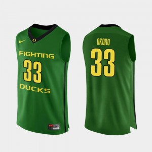 Mens College Basketball Francis Okoro Oregon Jersey Apple Green #33 Authentic 323079-494