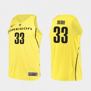 Francis Okoro Oregon Jersey #33 College Basketball Authentic Men's Yellow 967685-857