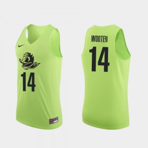 #14 College Basketball For Men's Authentic Kenny Wooten Oregon Jersey Apple Green 259631-385