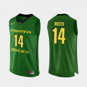 College Basketball Apple Green Authentic Mens #14 Kenny Wooten Oregon Jersey 154800-334