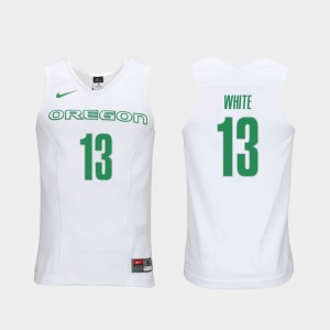 Authentic Performace Men #13 Elite Authentic Performance College Basketball White Paul White Oregon Jersey 285551-299
