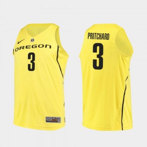 Authentic College Basketball #3 Payton Pritchard Oregon Jersey Yellow Men's 707792-794