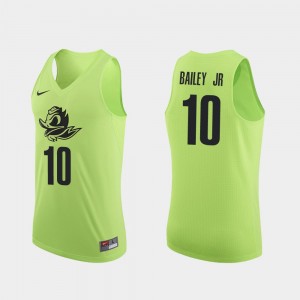 Men's #10 College Basketball Authentic Victor Bailey Jr. Oregon Jersey Apple Green 364051-187