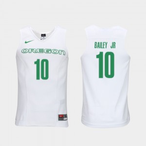 Mens #10 Victor Bailey Jr. Oregon Jersey Authentic Performace White Elite Authentic Performance College Basketball 780275-753