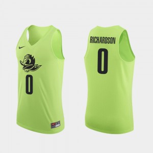 Authentic College Basketball Men's #0 Apple Green Will Richardson Oregon Jersey 264240-913
