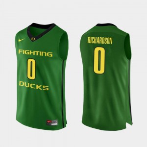 Men's College Basketball #0 Will Richardson Oregon Jersey Authentic Apple Green 905740-579