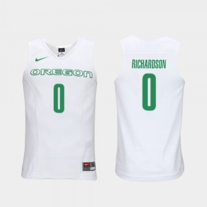 White #0 Authentic Performace Mens Elite Authentic Performance College Basketball Will Richardson Oregon Jersey 672584-546