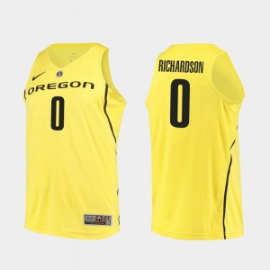 #0 College Basketball Yellow Men's Will Richardson Oregon Jersey Authentic 828977-591