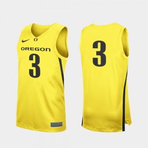 College Basketball Replica For Men's Oregon Jersey Yellow #3 178508-216