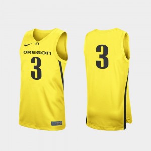 #3 Oregon Jersey Men Replica Yellow College Basketball 966532-239