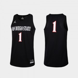 Men's #1 Black San Diego State Jersey College Basketball Replica 647967-932