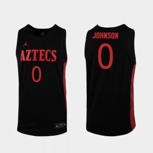 2019-20 College Basketball #0 Black For Men's Replica Keshad Johnson San Diego State Jersey 455016-983