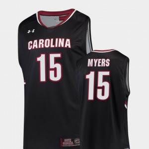 Men's #15 Black Wesley Myers South Carolina Jersey College Basketball Replica 157241-970