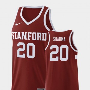 For Men Wine College Basketball #20 Josh Sharma Stanford Jersey Replica 913324-685