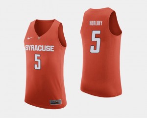 Men's #5 College Basketball Orange Patrick Herlihy Syracuse Jersey 442725-992