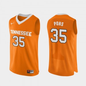For Men Yves Pons UT Jersey #35 Orange Authentic Performace College Basketball 730719-653