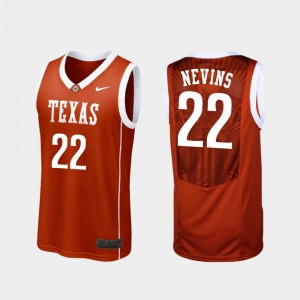 Replica Burnt Orange College Basketball Blake Nevins Texas Jersey For Men #22 339245-420