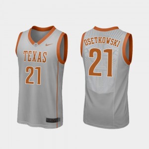College Basketball Dylan Osetkowski Texas Jersey #21 Replica For Men's Gray 653656-900