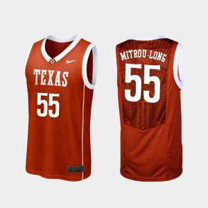 Elijah Mitrou-Long Texas Jersey Burnt Orange Replica College Basketball #55 Men's 222960-703