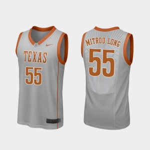 #55 College Basketball Replica Men's Gray Elijah Mitrou-Long Texas Jersey 244417-220