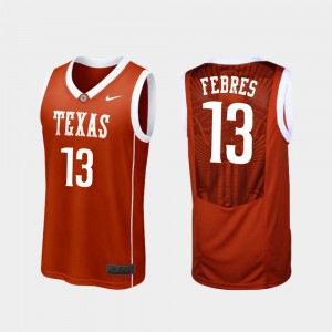 Replica Men College Basketball Jase Febres Texas Jersey #13 Burnt Orange 335337-134