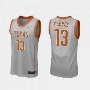 Jase Febres Texas Jersey #13 Gray Replica Mens College Basketball 418290-747