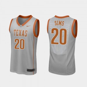 College Basketball Gray #20 Men's Replica Jericho Sims Texas Jersey 916714-860