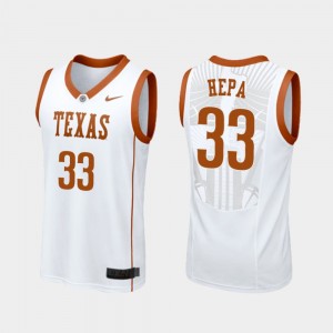Replica College Basketball Men's #33 Kamaka Hepa Texas Jersey White 426003-327
