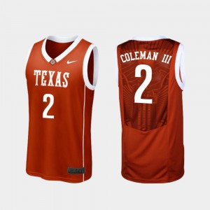 Matt Coleman III Texas Jersey #2 Replica College Basketball Burnt Orange For Men's 810828-740