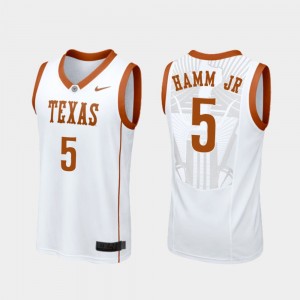 #5 College Basketball For Men White Royce Hamm Jr Texas Jersey Replica 217796-808