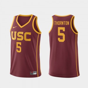 #5 College Basketball Derryck Thornton USC Jersey Mens Replica Cardinal 660726-818