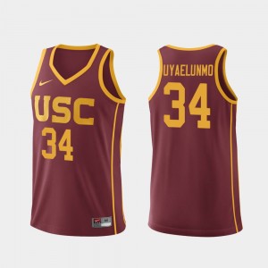For Men #34 Victor Uyaelunmo USC Jersey College Basketball Replica Cardinal 880212-175