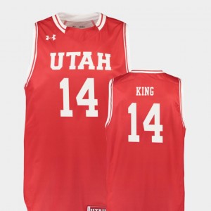For Men's Red Replica College Basketball #14 Brooks King Utah Jersey 633267-840