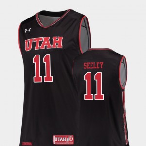 Black Replica College Basketball #11 Chris Seeley Utah Jersey Men's 545713-941