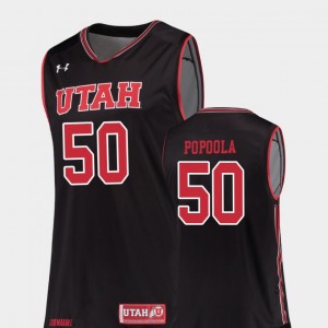 Black Men Christian Popoola Utah Jersey #50 College Basketball Replica 465218-517