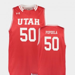 Replica For Men's Christian Popoola Utah Jersey Red #50 College Basketball 806046-926